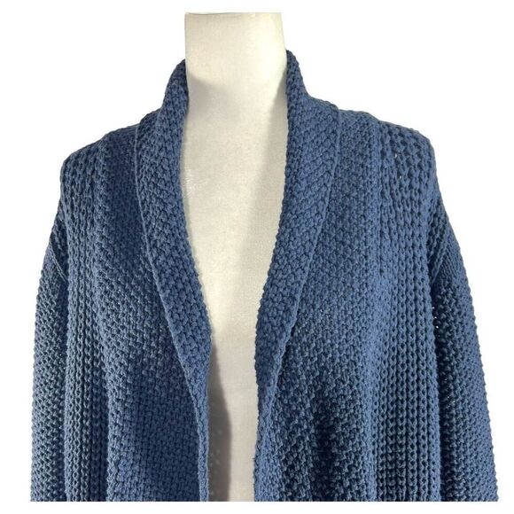 Lilith Cotton Open Front Cardigan Sweater Medium/Large Blue Knit Women’s - Picture 2 of 12